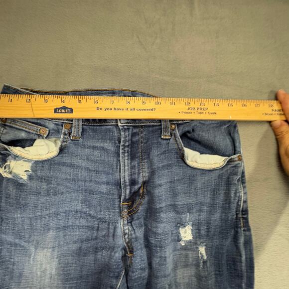 American Eagle Outfitter Jeans Mens Distressed Destroy Slim Flex Blue 31x32 - Picture 10 of 13